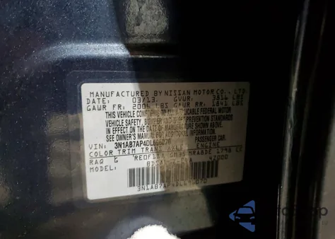 2013 Nissan Sentra S z USA, uszkodzony, nr VIN 3N1AB7AP4DL696070